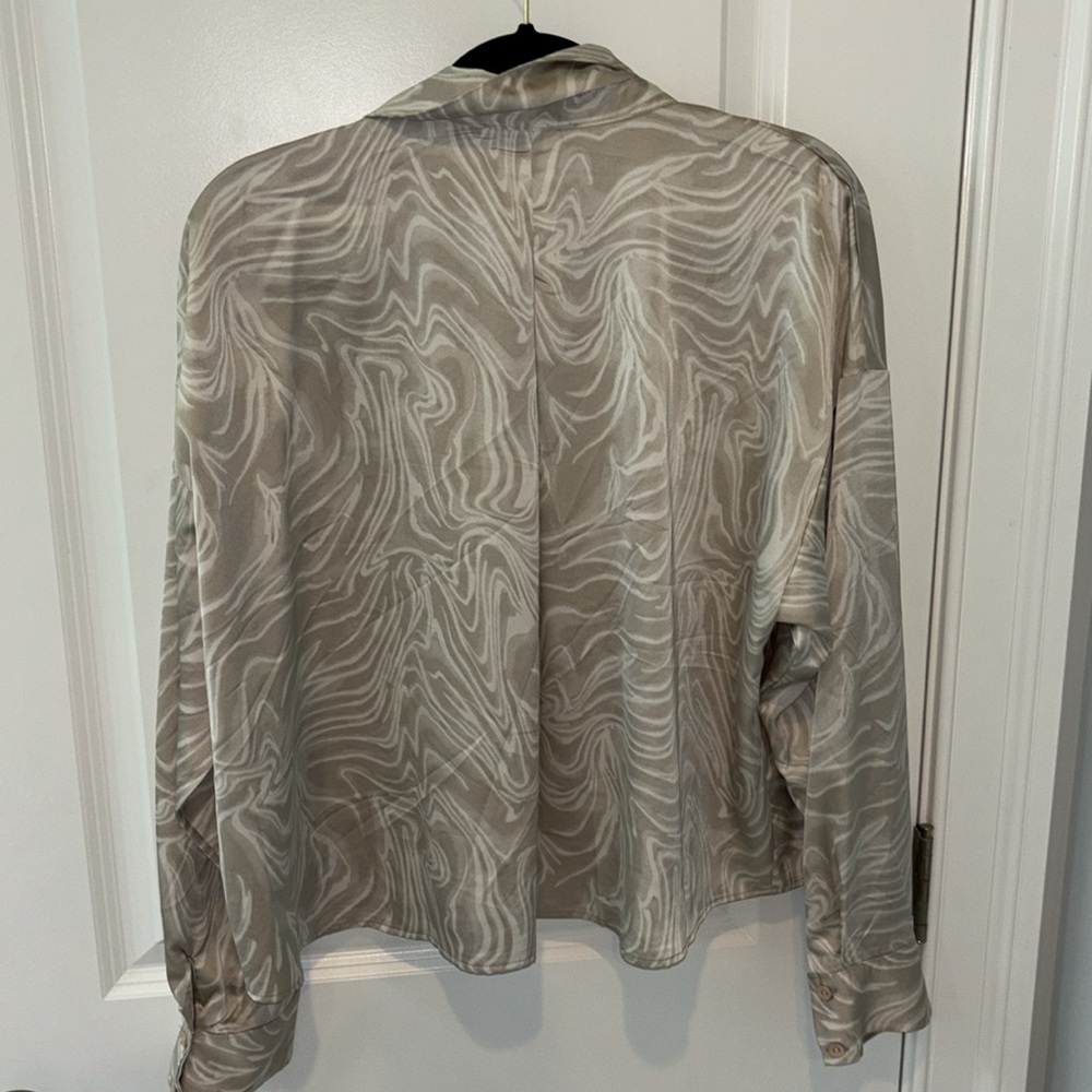 Silky Button Down Patterned Top - image 2